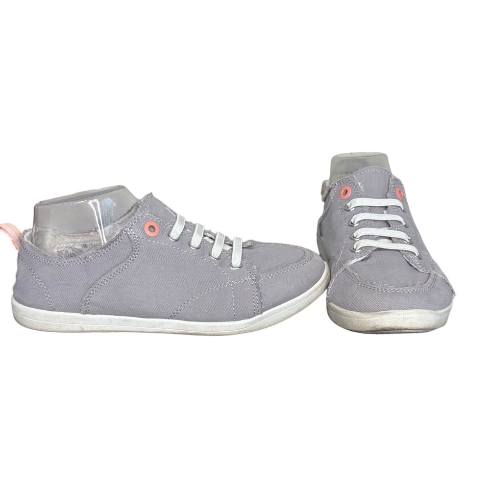 Vionic Grey Pismo‎ Canvas Slip On Sneaker Frayed Wide Women's Size 8